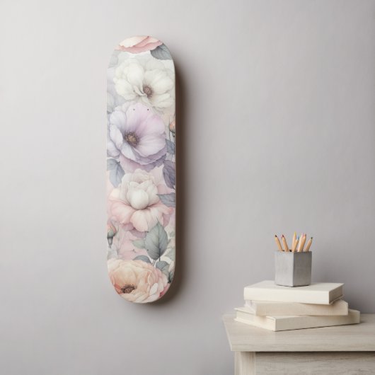 Skateboard Fleurs de rose élégantes (Art mural)