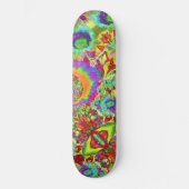 Skateboard Fleurs de soleil Abstraites | fleurs funky rétro (Recto)