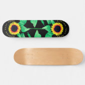 Skateboard Fleurs de soleil - Ajouter votre texte / Couleurs  (Horz)