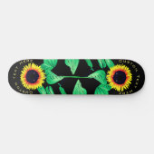 Skateboard Fleurs de soleil - Ajouter votre texte / Couleurs  (Horz)