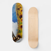 Skateboard Fleurs de soleil et nuages avec Zipper (Recto)