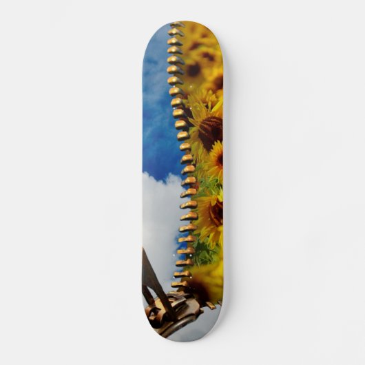 Skateboard Fleurs de soleil et nuages avec Zipper (Recto)