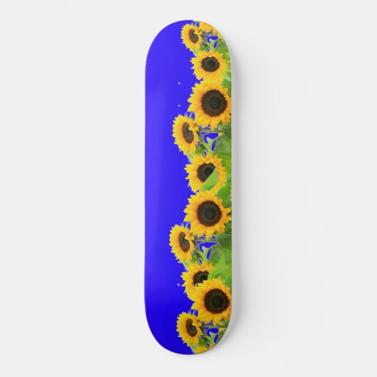 Skateboard Fleurs de soleil - Liberté Ukraine Paix drapeau uk (Recto)