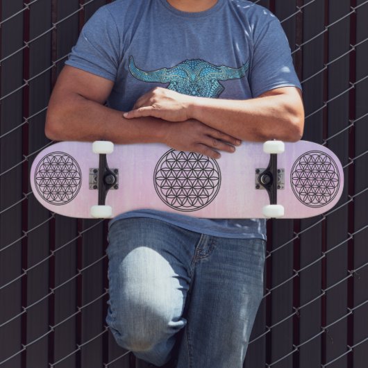 Skateboard FLEURS DE VIE - Symbole de géométrie sacrée plan 1 (Extérieur 3)