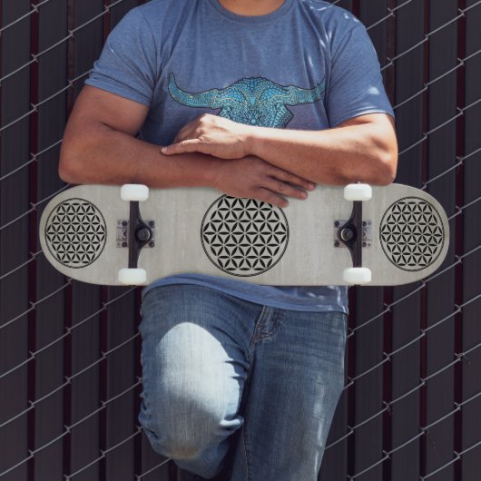 Skateboard FLEURS DE VIE - Symbole de géométrie sacrée plein  (Extérieur 3)