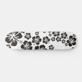 Skateboard fleurs d'hibiscus en noir (Horz)