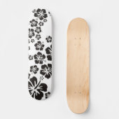 Skateboard fleurs d'hibiscus en noir (Recto)