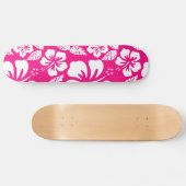 Skateboard Fleurs d'Hibiscus rose vif (Horz)