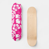 Skateboard Fleurs d'Hibiscus rose vif (Recto)