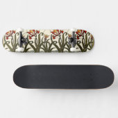 Skateboard Fleurs en verre tendu avec bordure en tan (Horz)