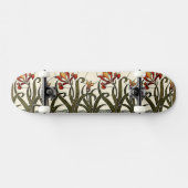 Skateboard Fleurs en verre tendu avec bordure en tan (Horz)