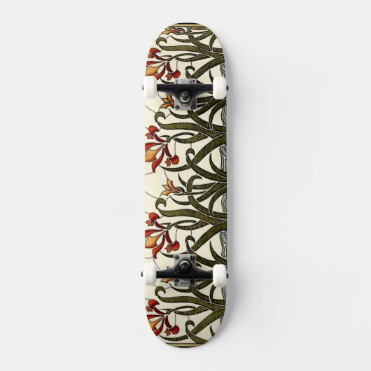 Skateboard Fleurs en verre tendu avec bordure en tan (Recto)