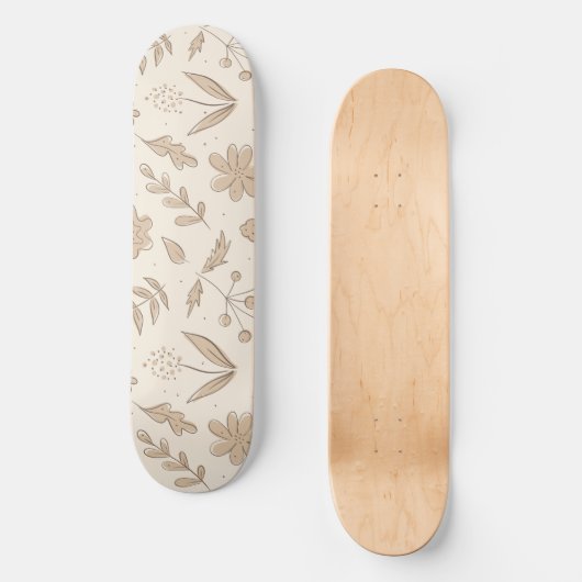 Skateboard Fleurs et Feuilles (Recto)