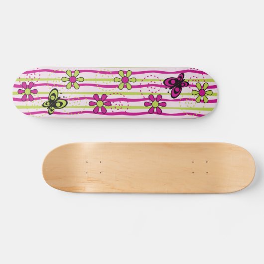 Skateboard Fleurs et papillons (Horz)