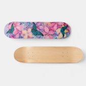 Skateboard Fleurs et papillons d'inspiration vintage (Horz)