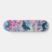 Skateboard Fleurs et papillons d'inspiration vintage (Horz)