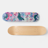 Skateboard Fleurs et papillons d'inspiration vintage (Horz)