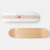 Skateboard Fleurs Et Rayures Roses Filles (Horz)