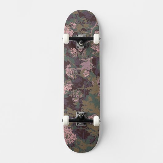 Skateboard Fleurs, feuilles, et camouflage (Recto)