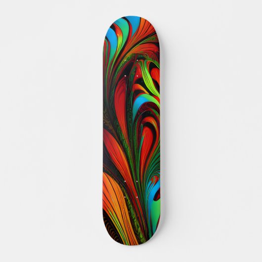 Skateboard Fleurs fractales colorées (Devant)