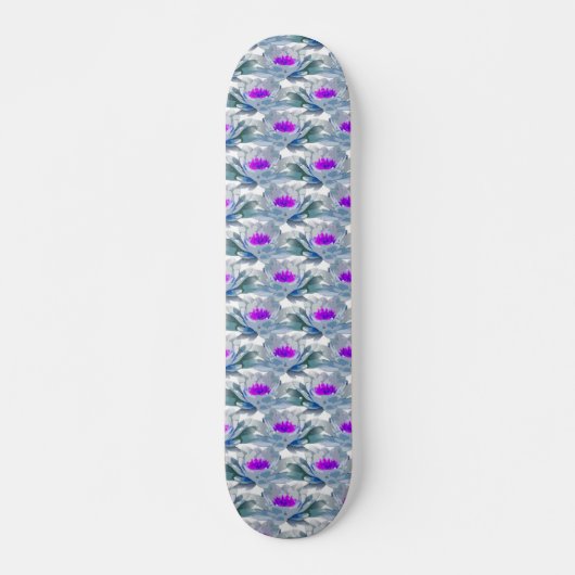 Skateboard Fleurs grises et violettes motif (Devant)