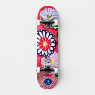 SKATEBOARD FLEURS JAPONAISES ET TIGER do-it-yourse