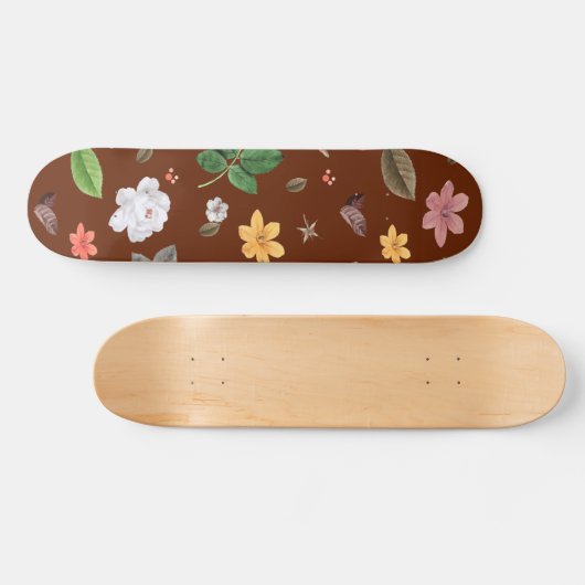 Skateboard Fleurs jaunes et roses blanches 12 (Horz)