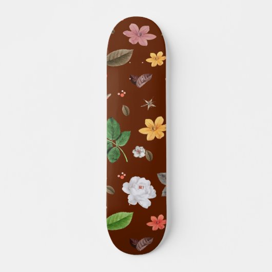 Skateboard Fleurs jaunes et roses blanches 12 (Devant)