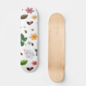 Skateboard Fleurs jaunes et roses blanches 15 (Recto)