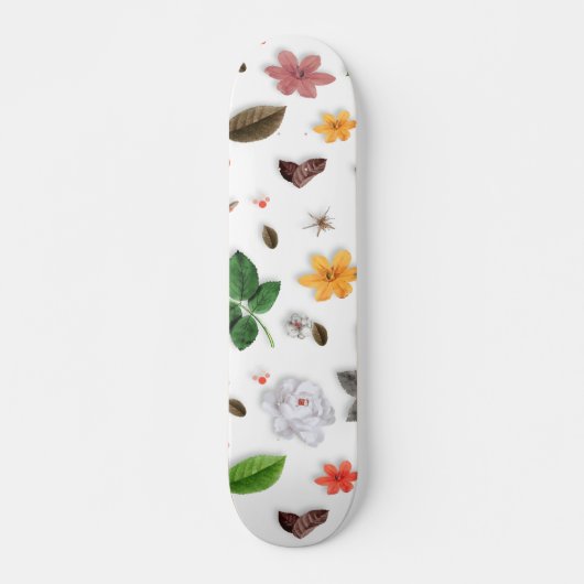 Skateboard Fleurs jaunes et roses blanches 15 (Devant)