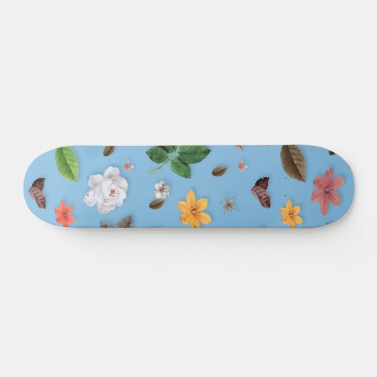 Skateboard Fleurs jaunes et roses blanches 18 (Horz)