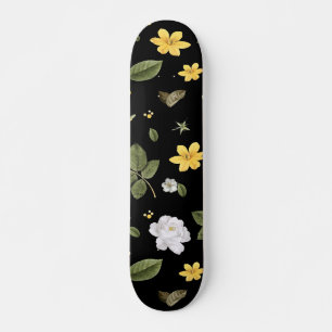 Skateboard Fleurs jaunes et roses blanches 2