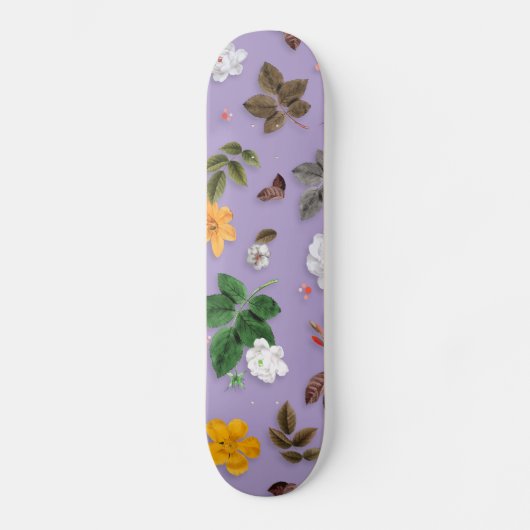 Skateboard Fleurs jaunes et roses blanches 21 (Recto)
