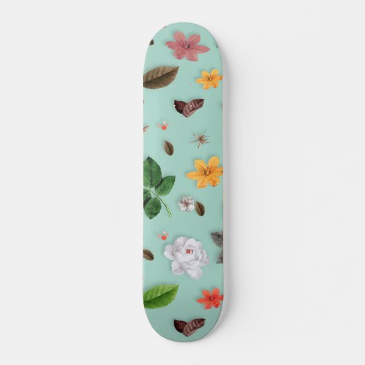 Skateboard Fleurs jaunes et roses blanches 22 (Devant)