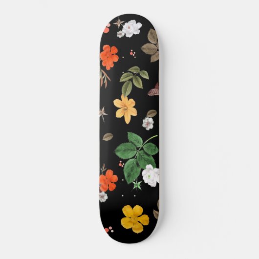 Skateboard Fleurs jaunes et roses blanches 8 (Recto)