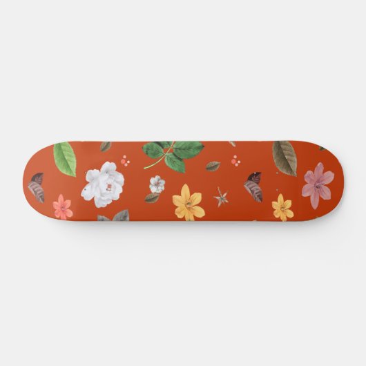 Skateboard Fleurs jaunes et roses blanches 9 (Horz)