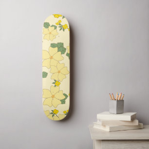 Skateboard Fleurs Jaunes, Motif Floral, Motif De Fleurs