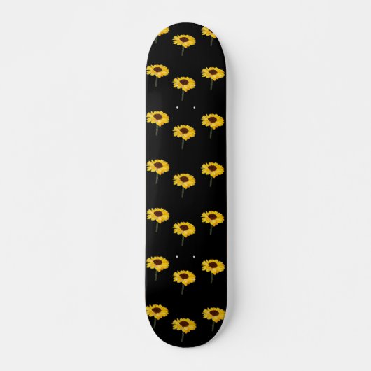 Skateboard Fleurs jaunes sur le noir (Devant)