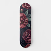 Fleurs lunatiques motif aquarelle rouge foncé