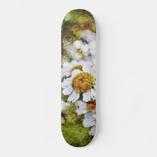 Skateboard Fleurs marguerites blanches - Painting Art Skatebo