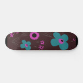Skateboard Fleurs marguerites Turquoise Magenta Black eggplan (Horz)