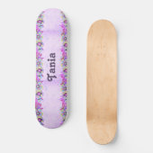 Skateboard Fleurs mignonnes et papillons sur violet (Recto)