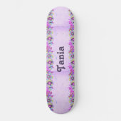 Skateboard Fleurs mignonnes et papillons sur violet (Recto)