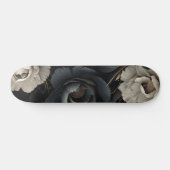 Skateboard Fleurs noires et blanches (Horz)