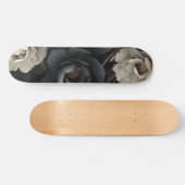 Skateboard Fleurs noires et blanches (Horz)