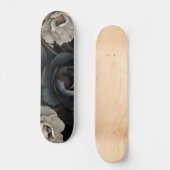 Skateboard Fleurs noires et blanches (Recto)