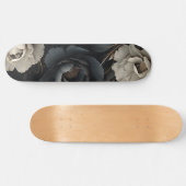 Skateboard Fleurs noires et blanches (Horz)