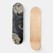 Skateboard Fleurs noires et blanches (Recto)