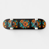 Skateboard Fleurs oranges amusantes (Horz)