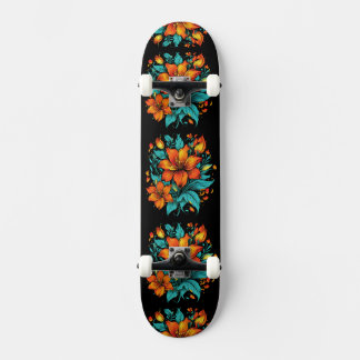 Skateboard Fleurs oranges amusantes